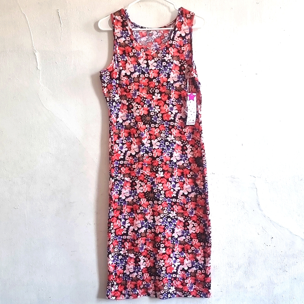 Skimmed Plus Size Floral Stretchable Tank Dress